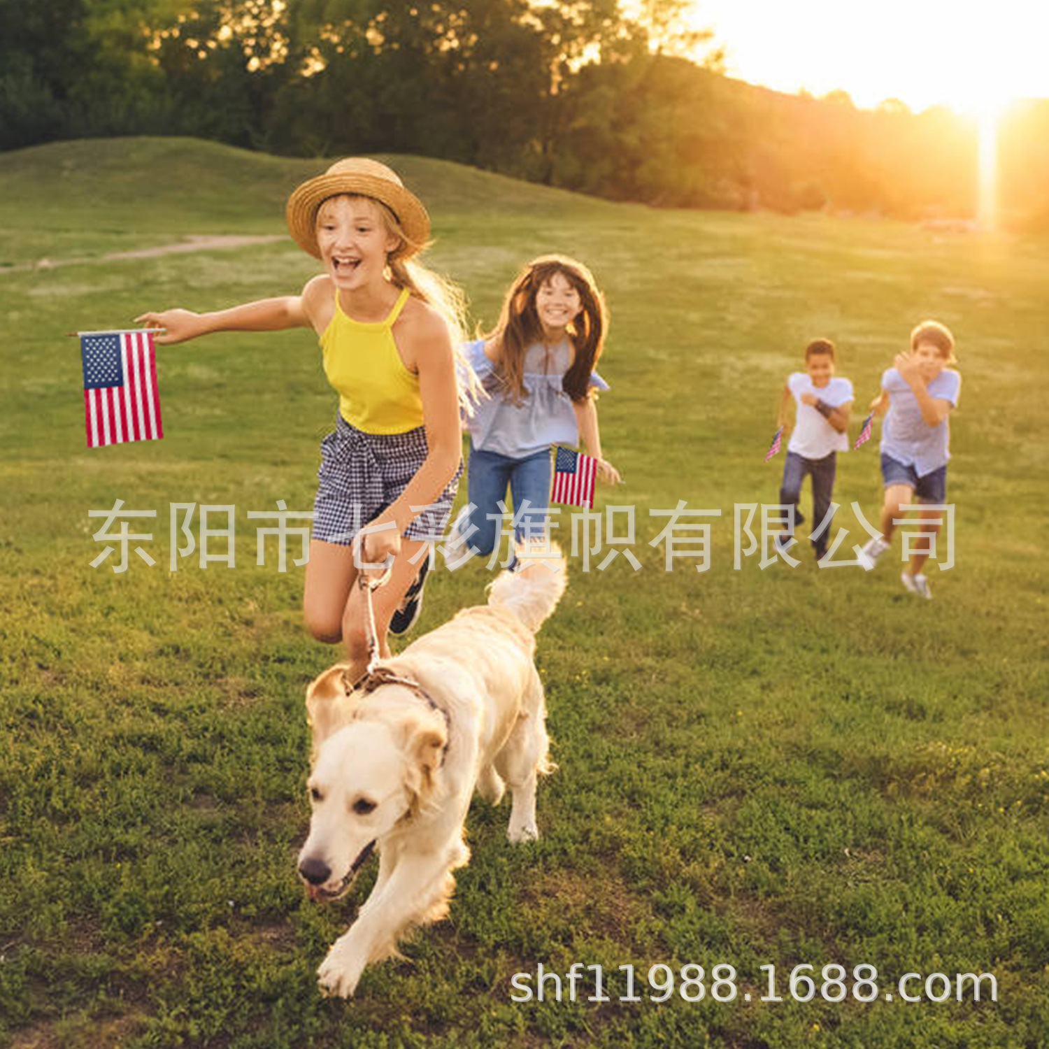 American Flag Wooden Flagpole Handheld Flag Independence Day Veterans Day Polyester Fabric Polyester-Cotton Flag Can Be Printed on the Flagpole