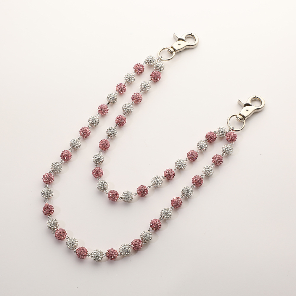 European and American high-grade girls pants chain clay diamond ball fashion niche waist chain handmade body chain wholesale