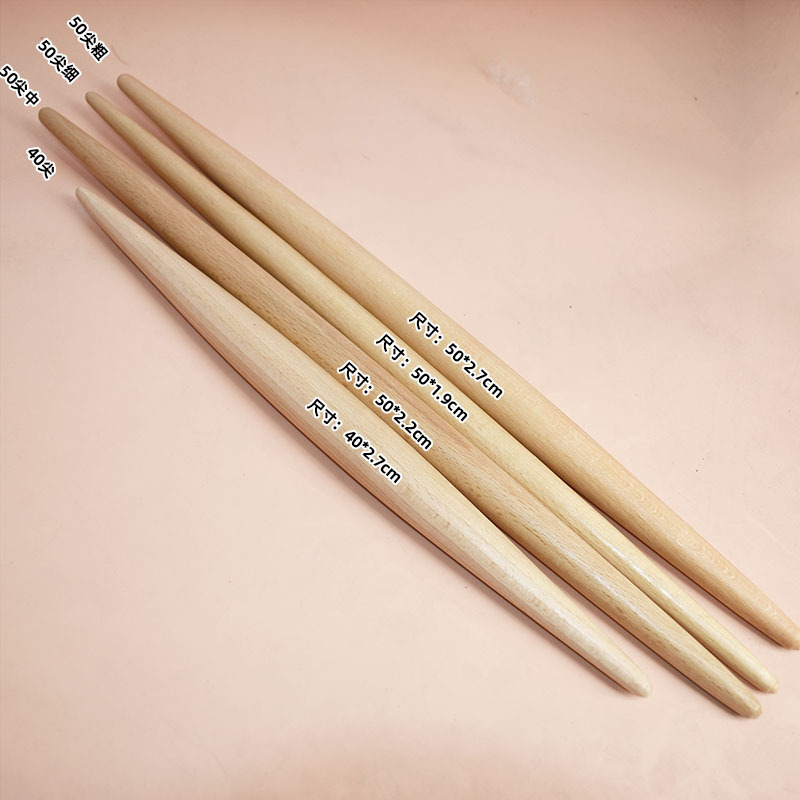 Beech Wood Pointed Rolling Pin with Two Pointed Ends, Baking Tools, Solid Wood Dumpling Skin Rolling Pin, Wooden Shaomai Pressing Pin