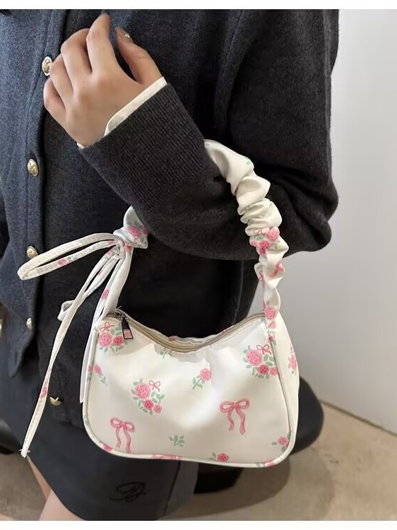 Small Floral Underarm Bag for Women 2025 New Style Small Fresh and Sweet Handbag Trendy Korean Style Fashionable Simple Shoulder Bag