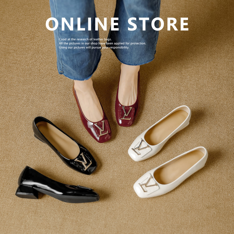 Туфли Lv Buckle 2025 Новые Толстые Каблуки Низкие Женские Обувь Элегантный Квадратный Носок Насколько Мягкие Легкие В Носке Удобные На Все Сезоны