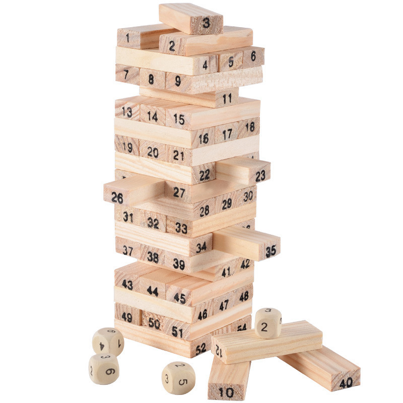 Children's Educational Toys 4-6 Early Education Wooden Rubber Wood Stacking Music Leisure Desktop Parent-Child Digital Stacking High Building Blocks
