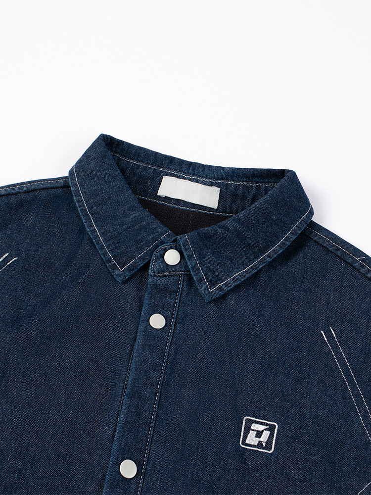 Dk Children's Clothing 25 Autumn and Winter Japanese Style Girls and Boys Fleece-Lined Warm Denim Shirt Jacket Kidsren's Medium and Large Kidsren's Casual Tops