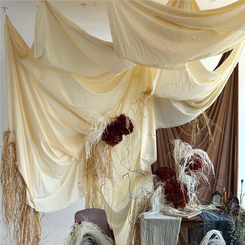 Native Retro Texture Stage Background Cream Wedding Curtain Wedding Decoration Cloth One-Year-Old Ceiling Dessert Tablecloth