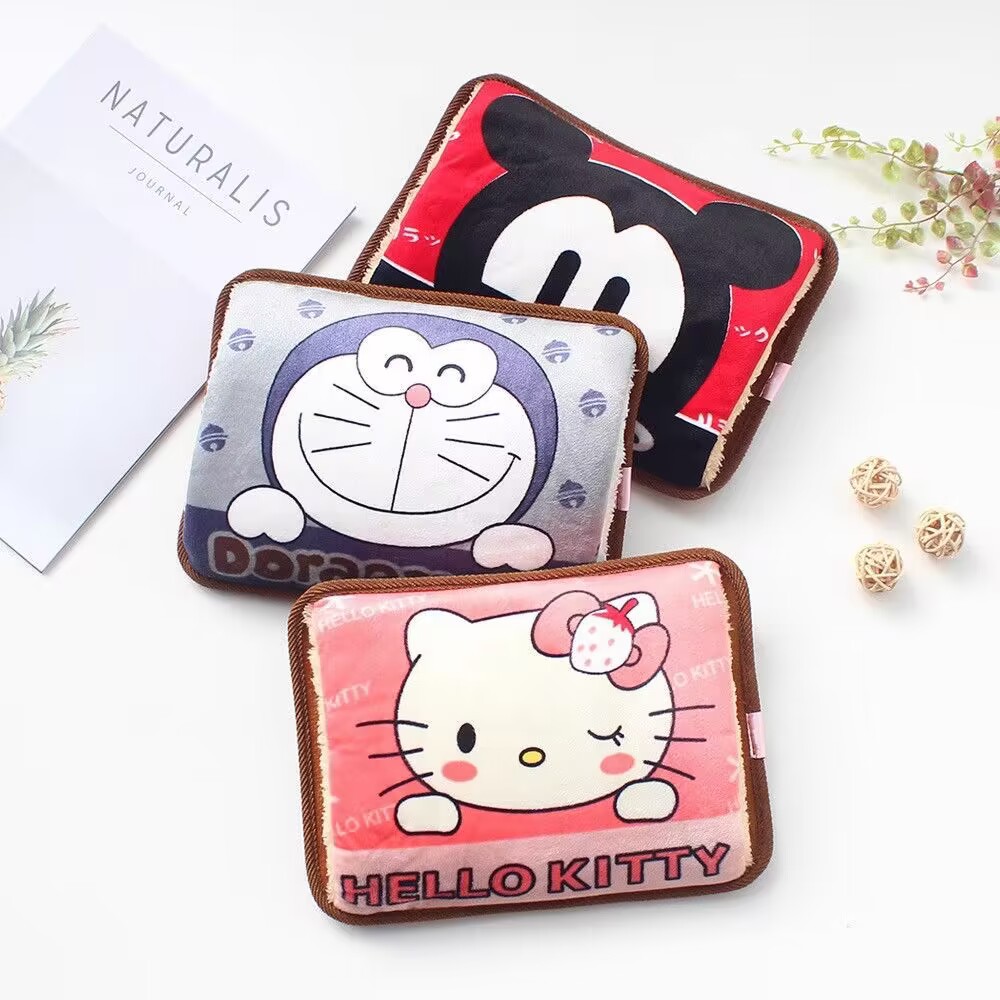 Factory wholesale rechargeable hot water bag cute cartoon hand warmer double hand warmer water bag spot European standard round plug foreign trade