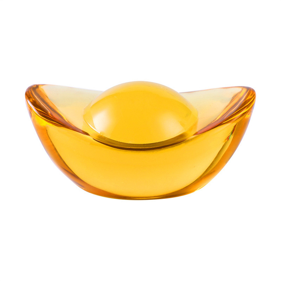 Glass ingot gold ingot yellow artificial glass crystal decoration living room desktop ornaments rice jar cornucopia decoration