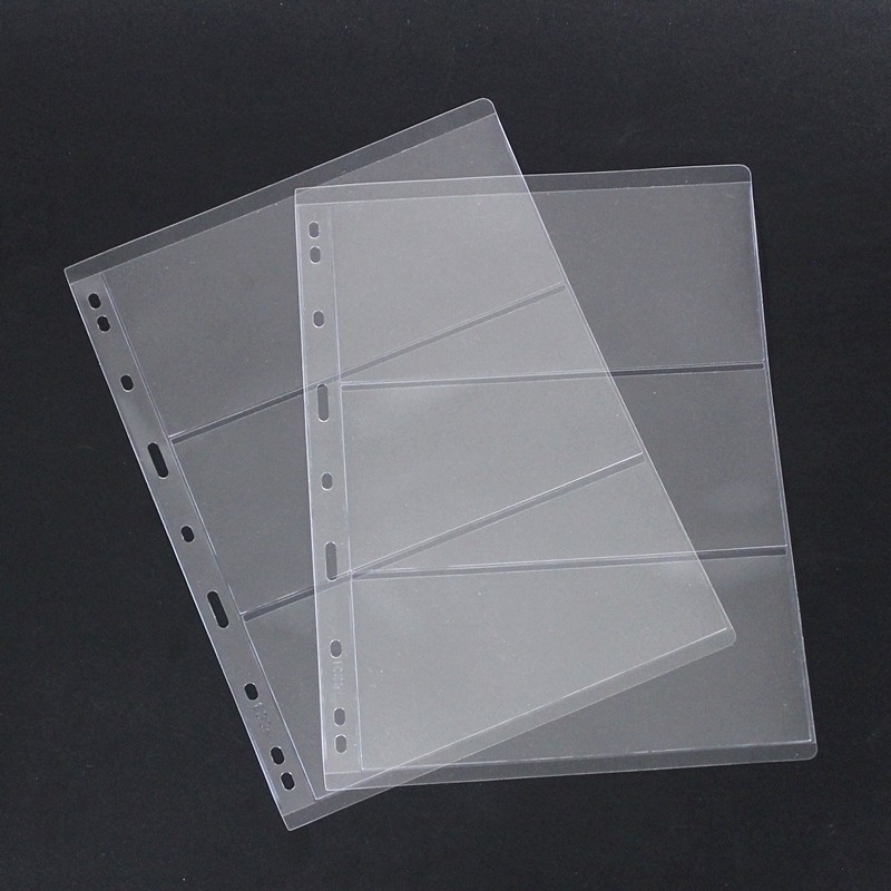 Standard nine-hole three-line banknote coin collection loose-leaf PVC three-line inner page