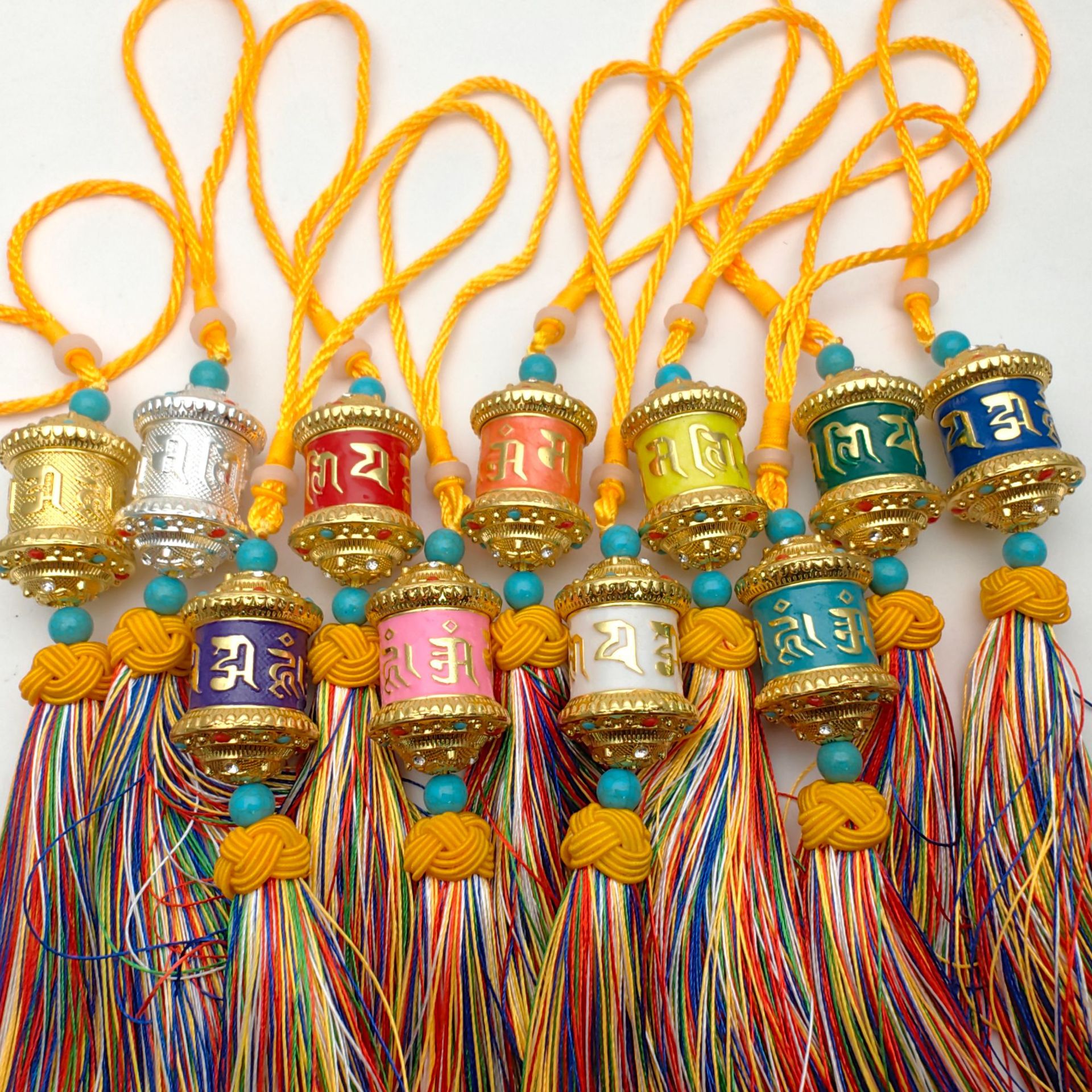 Six-Character Mantra Prayer Wheel Car Pendant Car Interior Rearview Mirror Creative Car Decoration Internet Celebrity Hanging Ornaments