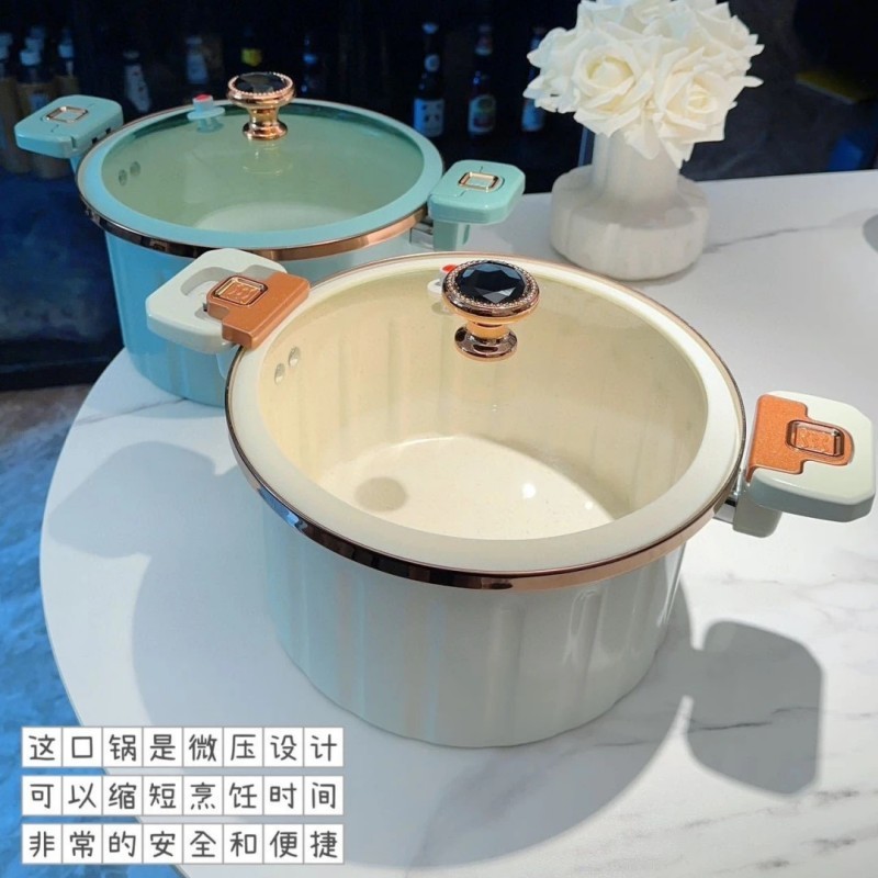 Micro-pressure cooking pot household large capacity Roman soup pot induction cooker universal non-stick pan multi-functional binaural soup pot