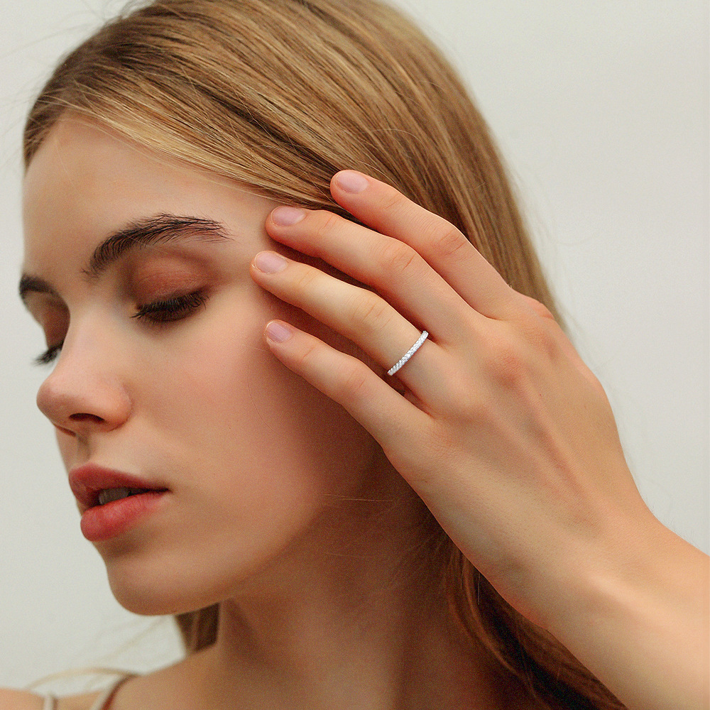 Popular Moissanite 925 Silver Ring for Women, Accessible Luxury and High-End, Xiaohongshu Douyin Xia Kuaishou Stone Full Set with Bright Galaxy