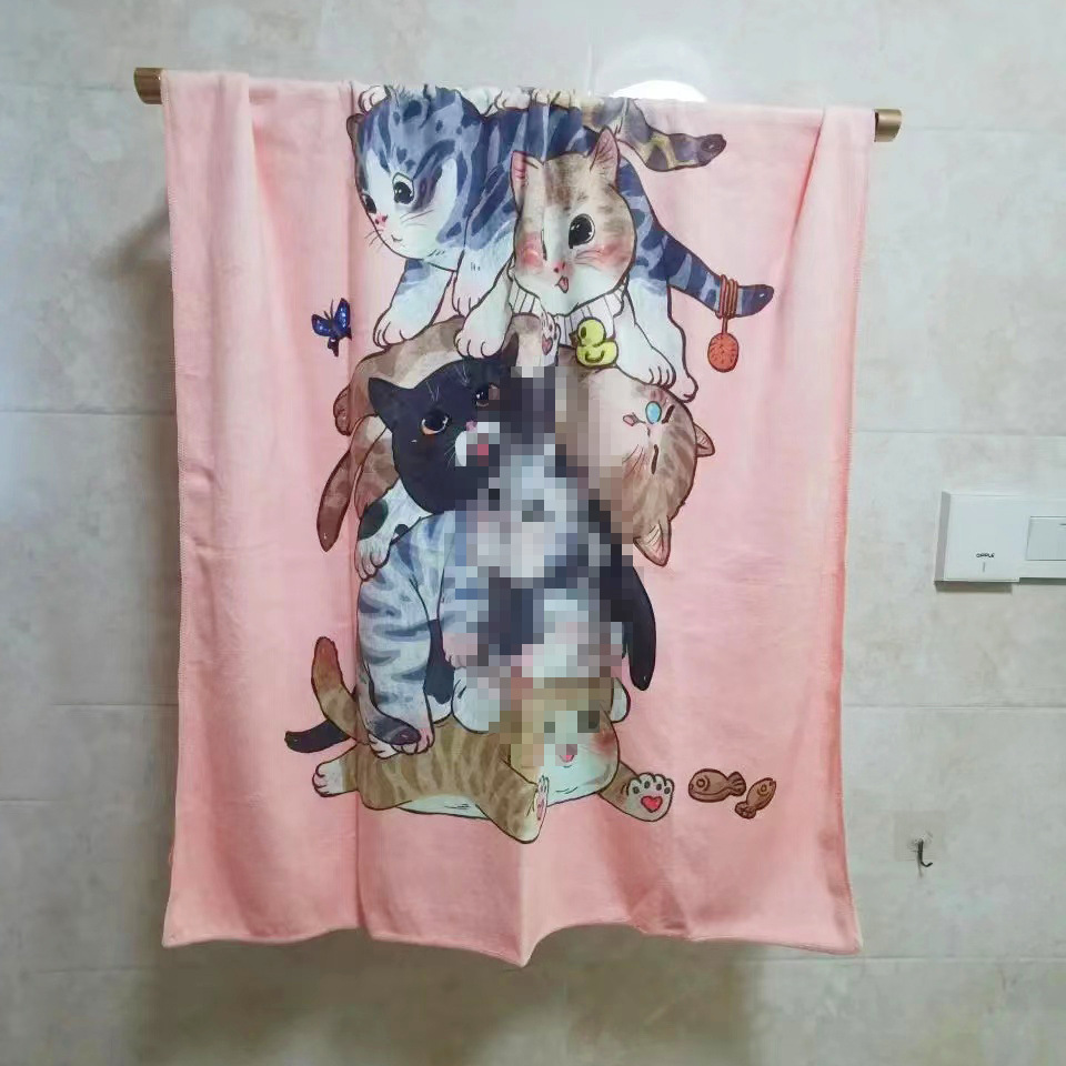 Factory order advertising towel beach towel bath towel double-sided velvet quick-drying waffle golf towel digital cross-border