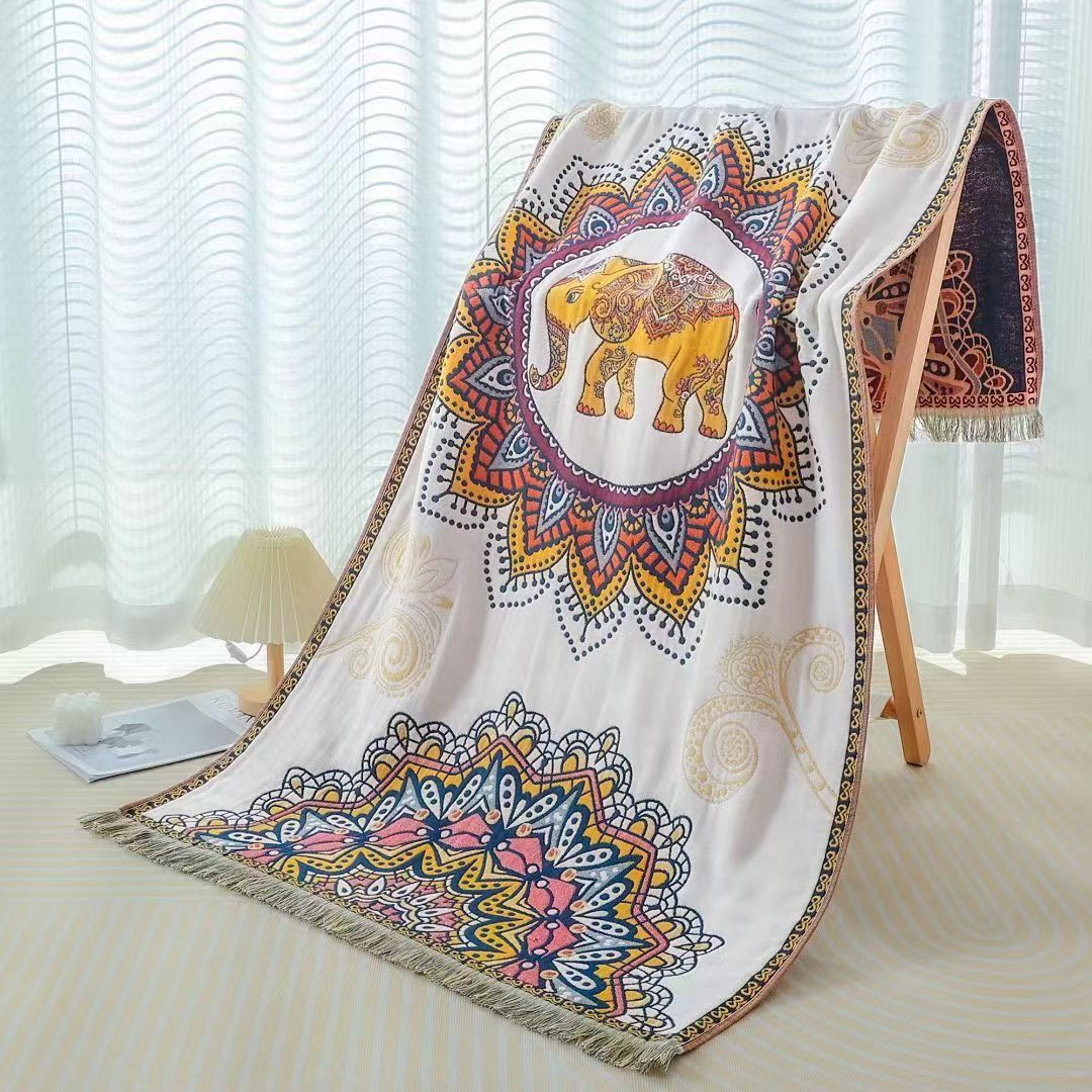 Large Four-layer Adult Cotton Gauze Large Bath Towel Spring and Summer Soft Easy-to-Lose Water Absorbent Quick-drying Super Large Wrapping Towel