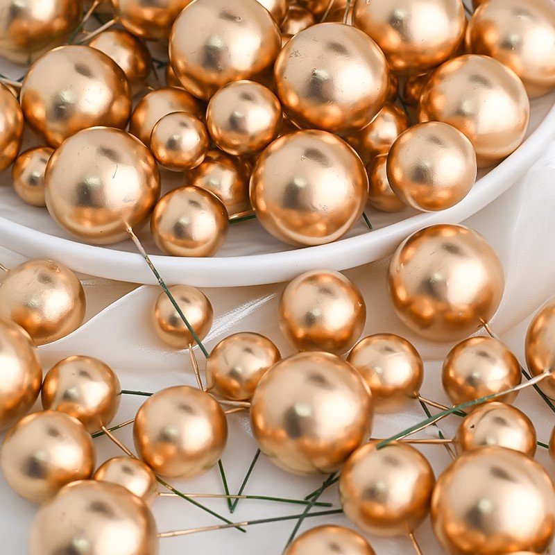 Золотые и серебряные шарики для торта, декоративные вставки 10 штук, холодный стиль, аксессуары для дня рождения