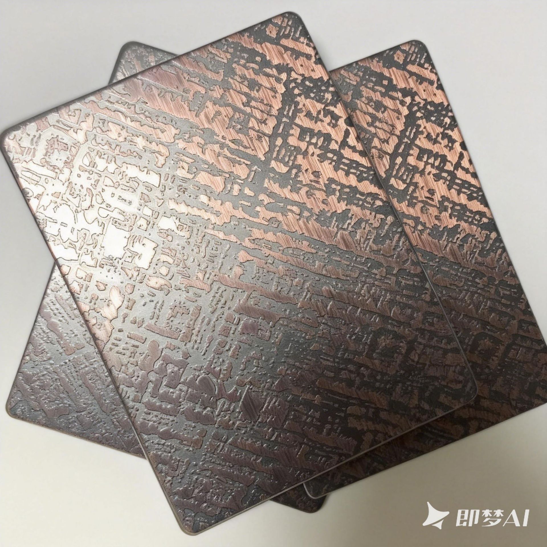 Stainless Steel Etched Water Plated Red Bronze Matte