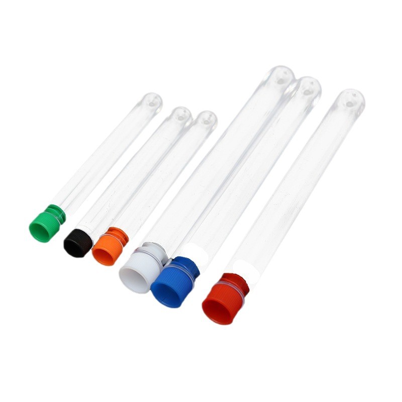 Disposable plastic test tube PS discharge free test tube with cap 12*75 transparent plastic hard test tube 13*78 12*100