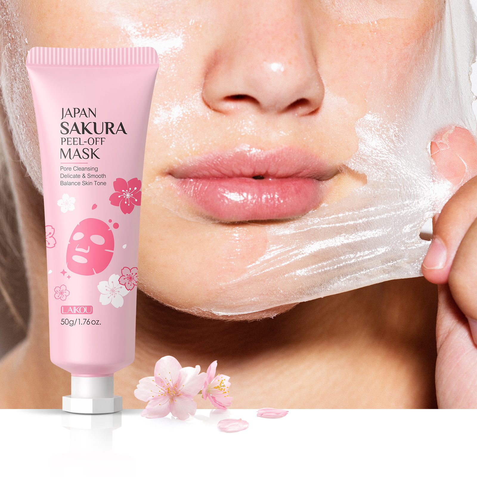Temu Version Laikou Laikou Cherry Blossom Peel-Off Mask 50g (Tose) Cleans Pores Export Facial Mask Skin Care