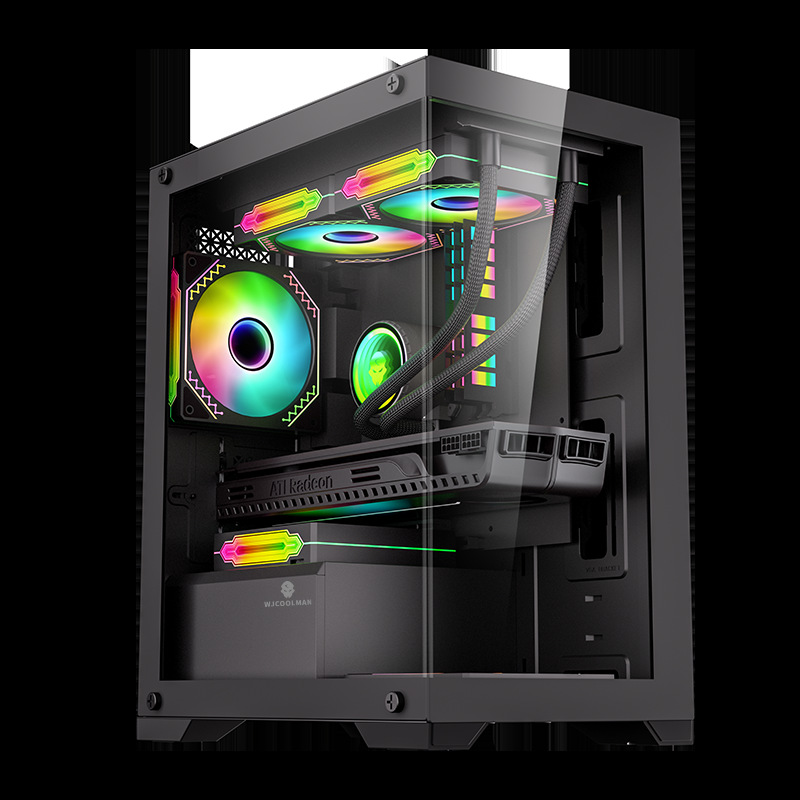 Play Jia prism mini desktop glass side transparent Game e-sports MATX computer case