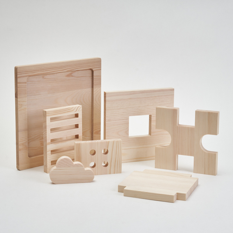 Wooden chip custom-made wood geometric oval square round wood decorative laser cutting shaped pine