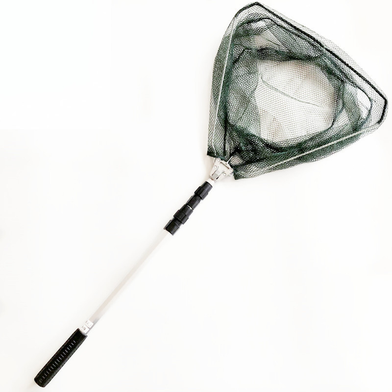 Aluminum alloy one-piece copy net telescopic positioning triangle folding copy net fishing gear wholesale