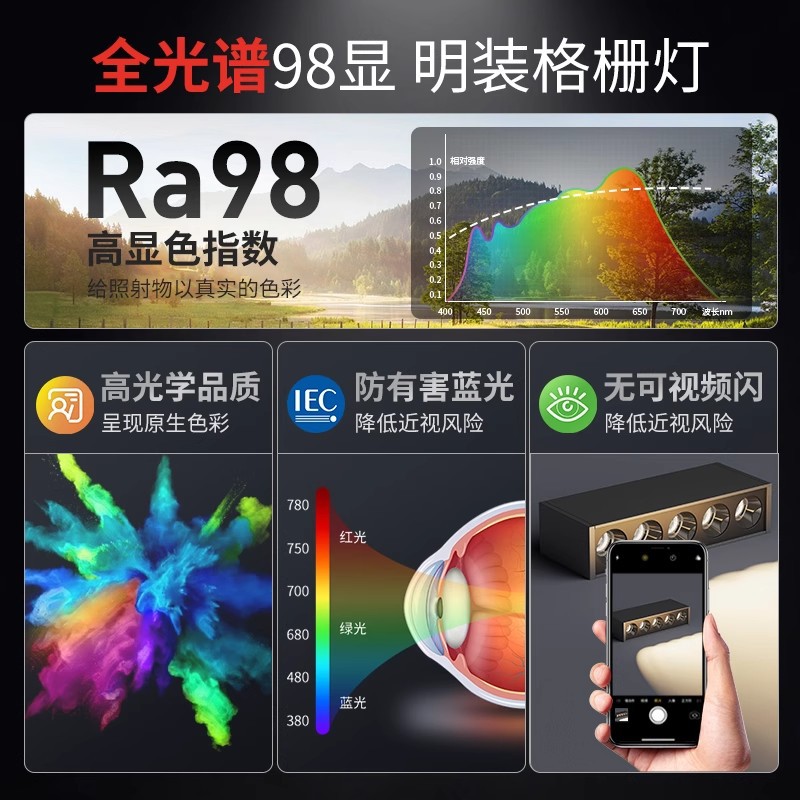 Surface-Mounted Led Strip Spotlight, No Opening Required, Grille Anti-Glare Linear Light, Living Room Ceiling Ceiling Without Main Light Lighting