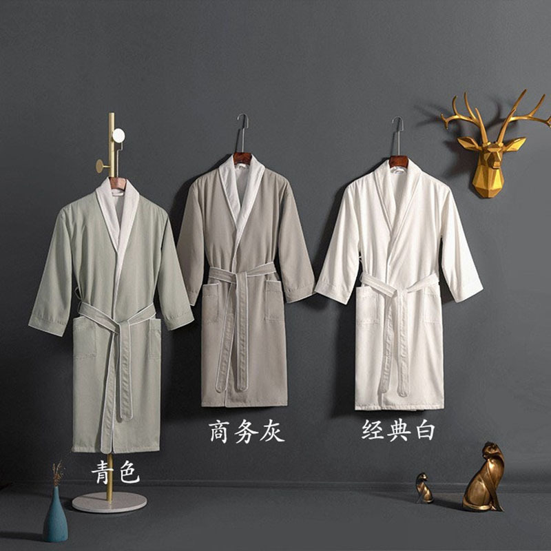 Hilton Five-Star Hotel Bathrobe for Men and Women, Long Couple's Nightgown, Gabardine Double-Layer Bathrobe, More Absorbent Than Pure Cotton