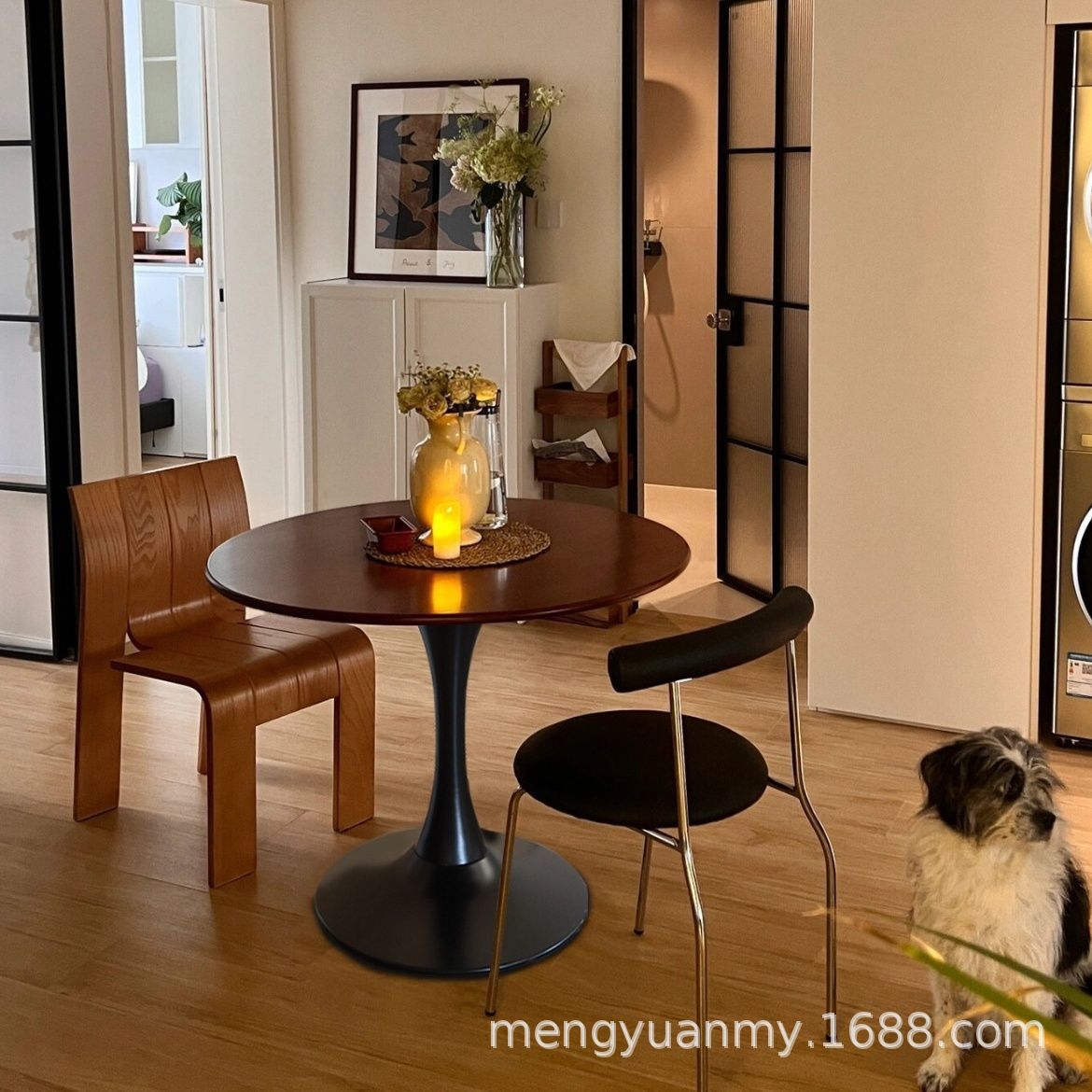 Стол из массива дерева в средневековом стиле, французский ретро, складной сланцевый обеденный стол, квадратный и круглый, двухцелевой стол