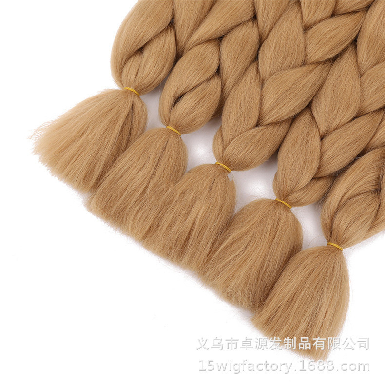 Monochrome Big Braid Products Foreign Trade Africa Europe and America Color High Temperature Silk Dirty Braid Big Braid Cross-border Hot Wig