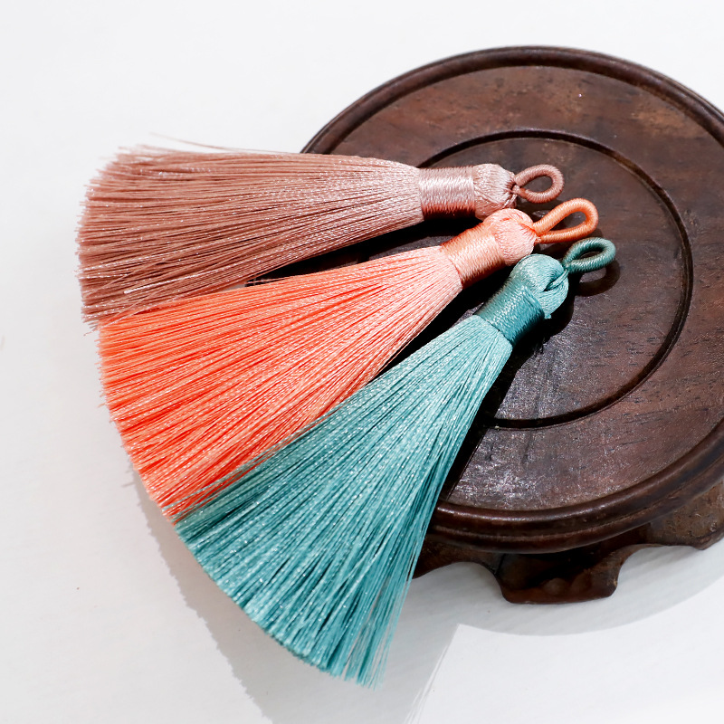 Factory Sales DIY Semi-Finished Tassel 8cm Pull Ring Tassel Chinese Knot Bookmark Accessories Sachet Small Tassel Accessories Hanging