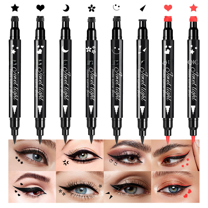 Qic Cross-Border Makeup Double-Ended Eyeliner Seal Embellished Waterproof and Sweat-Proof Non-Smudgeable Liquid Eyeliner Pen Wholesale