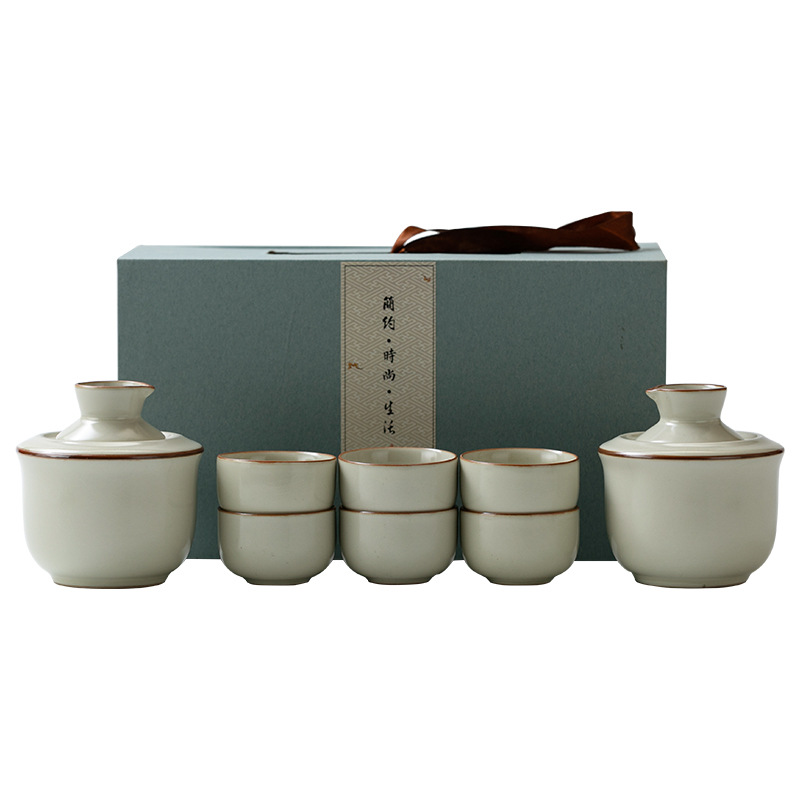 Japanese-Style Ceramic Wine Warmer Decanter Ru Kiln Wine Set Wine Glass Home Small Wine Cup Gift Box Set