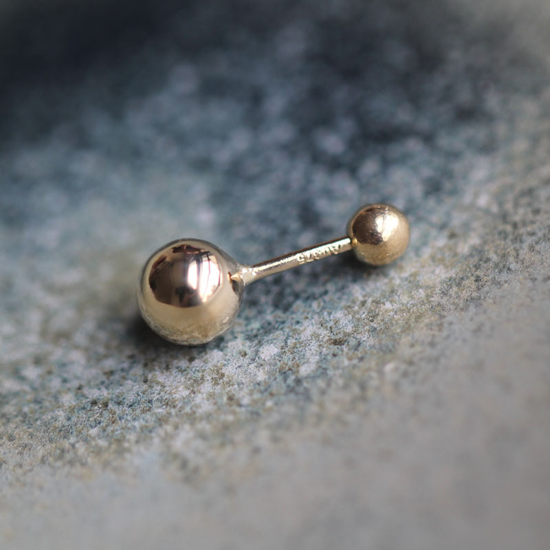 Gold Bead Earrings That Can Be Worn While Sleeping. Pure 9K Gold Classic Small Round Ball Earrings