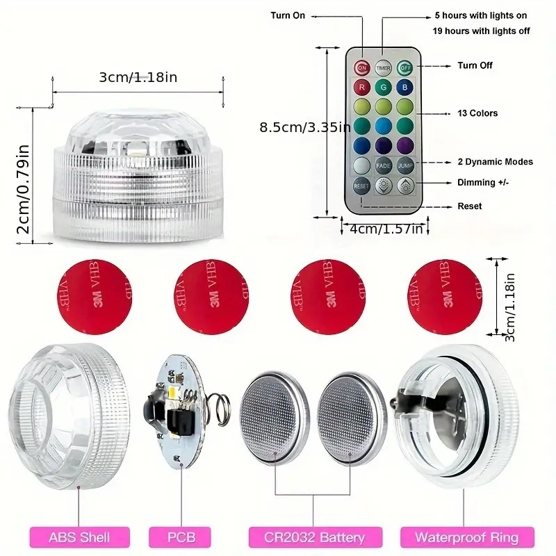 Underwater Light Led Diamond Colorful Light Remote Control Diving Light Pool Light Fountain Light Fish Tank Light Vase Light Candle Light