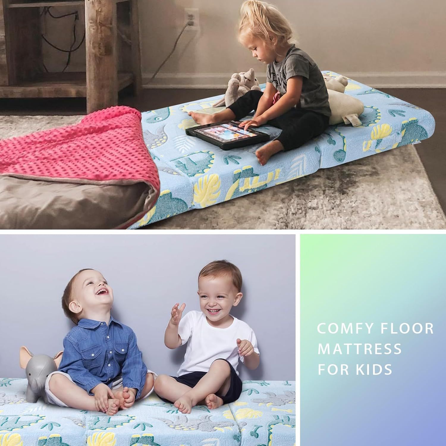 Children's 70% off Fold Floor Mattress 25D Sponge Luminous Flannel Fabric Kindergarten Floor Nap Mat Cross-Border
