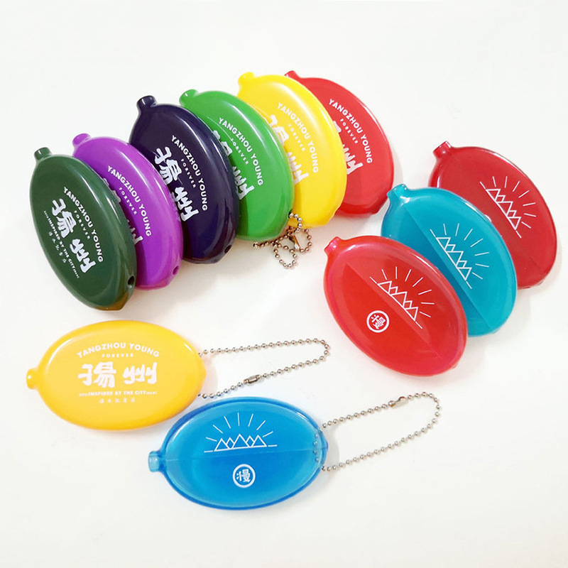 Customized Environmentally Friendly Soft Plastic Oval Portable Coin Bag Pvc Material Silicone Coin Purse with Printable Logo