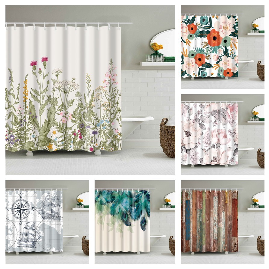 Занавеска для душа из полиэстера, водонепроницаемая, для разделения сухого и влажного, против плесени