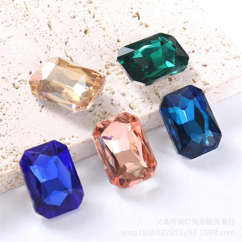 Прямоугольные кристаллические стеклянные алмазы с зажимами, DIY заколка для волос, обруч, ювелирные аксессуары, отверстия для обуви, аксессуары для головных уборов, стекло