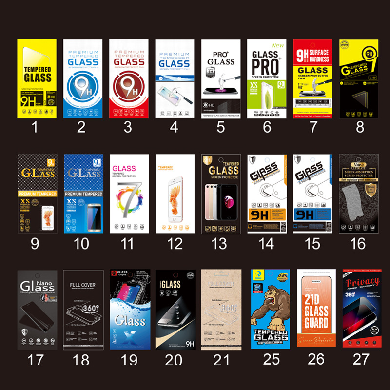 Spot thickened 10 in 1 tempered film packaging box 21D anti-peep mobile phone protective film envelope packaging box white card