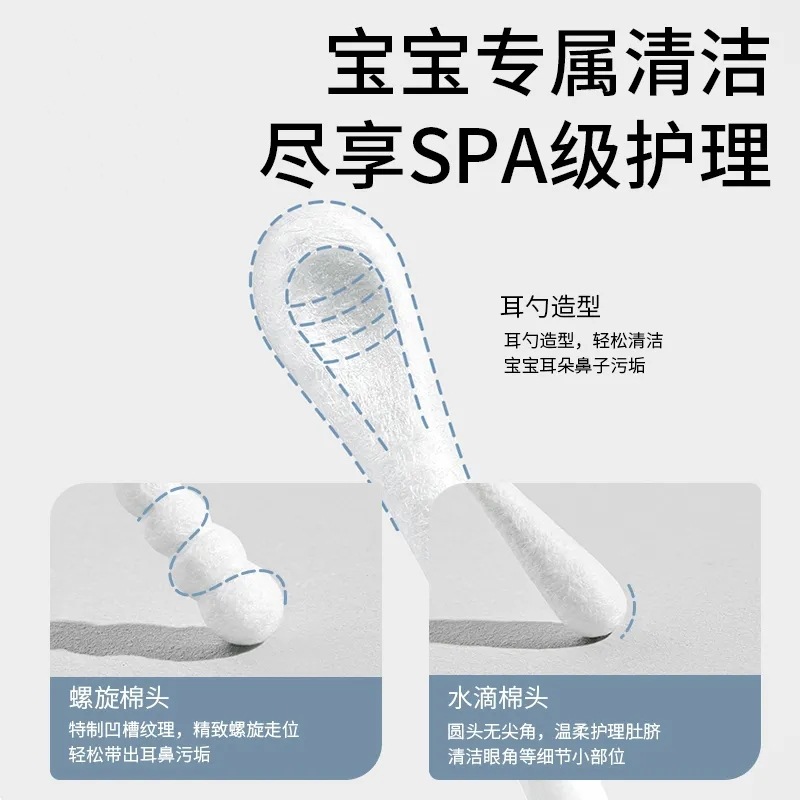 Baby Cotton Swab Baby Special Ear Spoon Head Newborn Baby Ear-pulling Nose Swab Stick Cleaning Ultra-fine Double-headed Cotton Swab