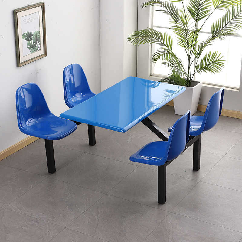 School Students Stainless Steel Dining Hall Dining Table and Chair Combination with Backrest 8 Staff Dining Hall Chair conjoined fast food table and chair