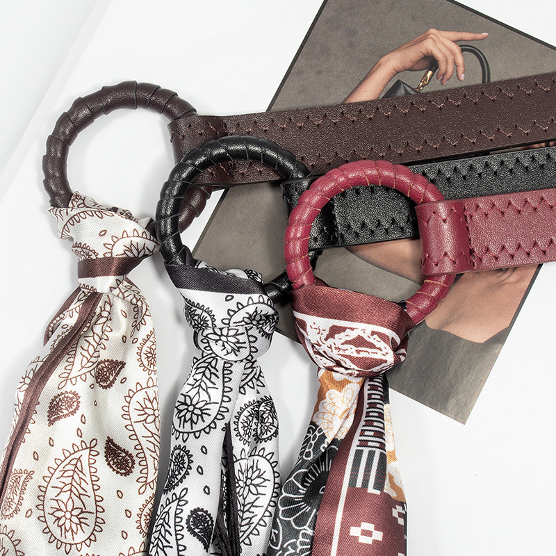 French Retro Red Silk Scarf Belt Women's Accessories Belt Hip-Hop Decoration with Jeans Skirt Belt Internet Celebrity Hot Style