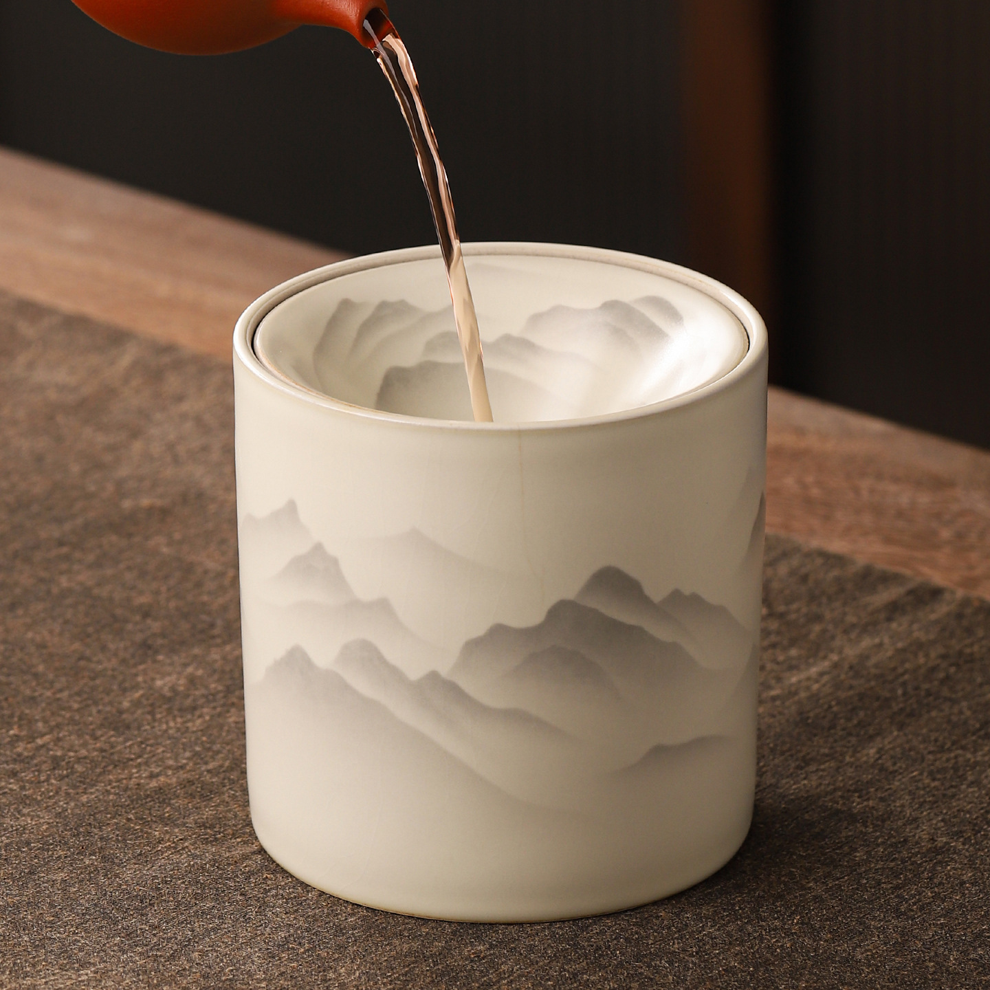 Керамическая пепельница с крышкой Ru, противоулетная, большой чайный мусорный контейнер для домашнего гостиной чайного стола, креативная ретро водяная чаша