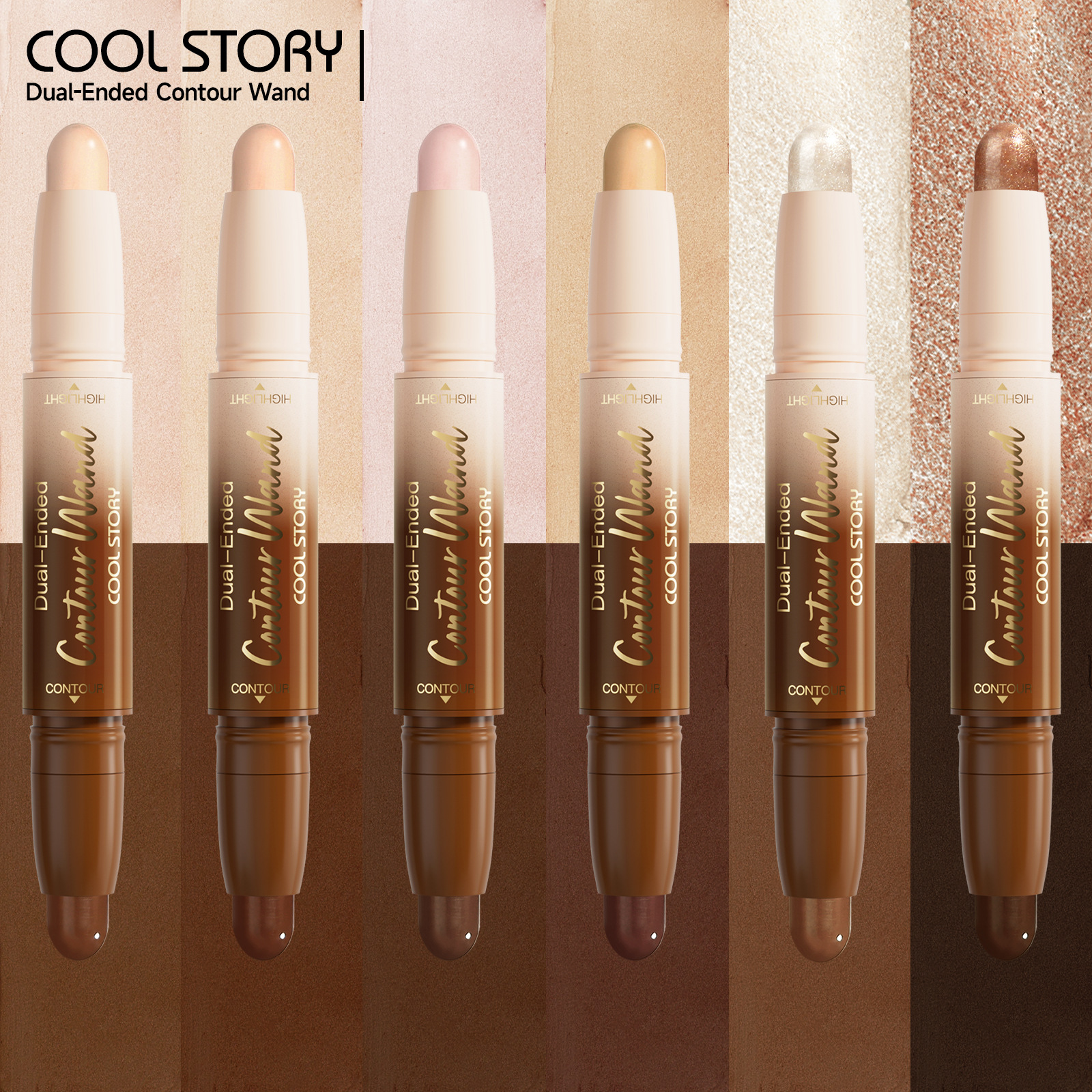 Double-Ended Contouring Stick Concealer Stereo Contouring Face Brightening Highlight Stick V Face Makeup Shadow Nose Shadow Cross-Border Makeup
