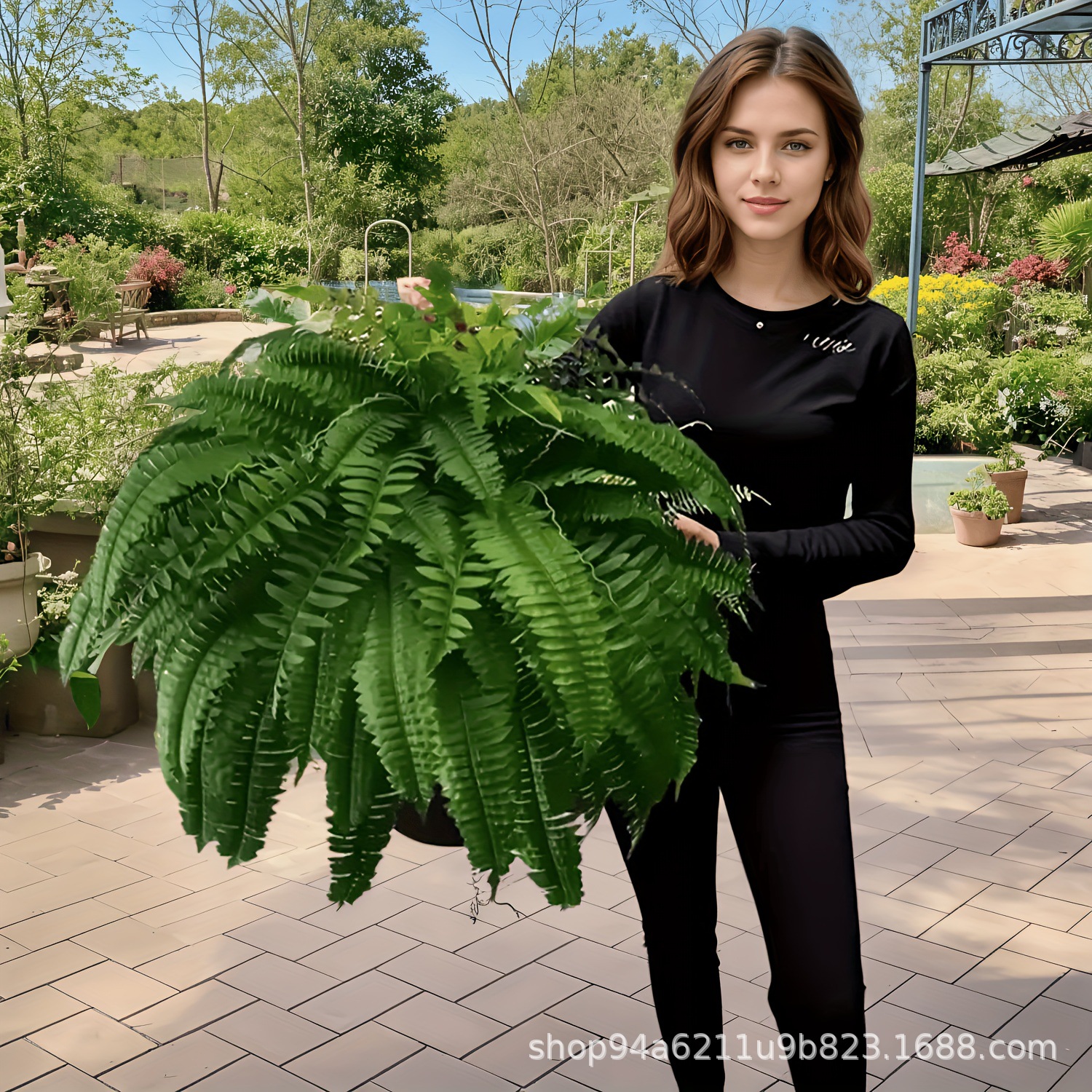 In-Stock Cross-Border Amazon Bestseller 18-Leaf Artificial Green Plant Decorative Fern Boston Fern Persian Grass