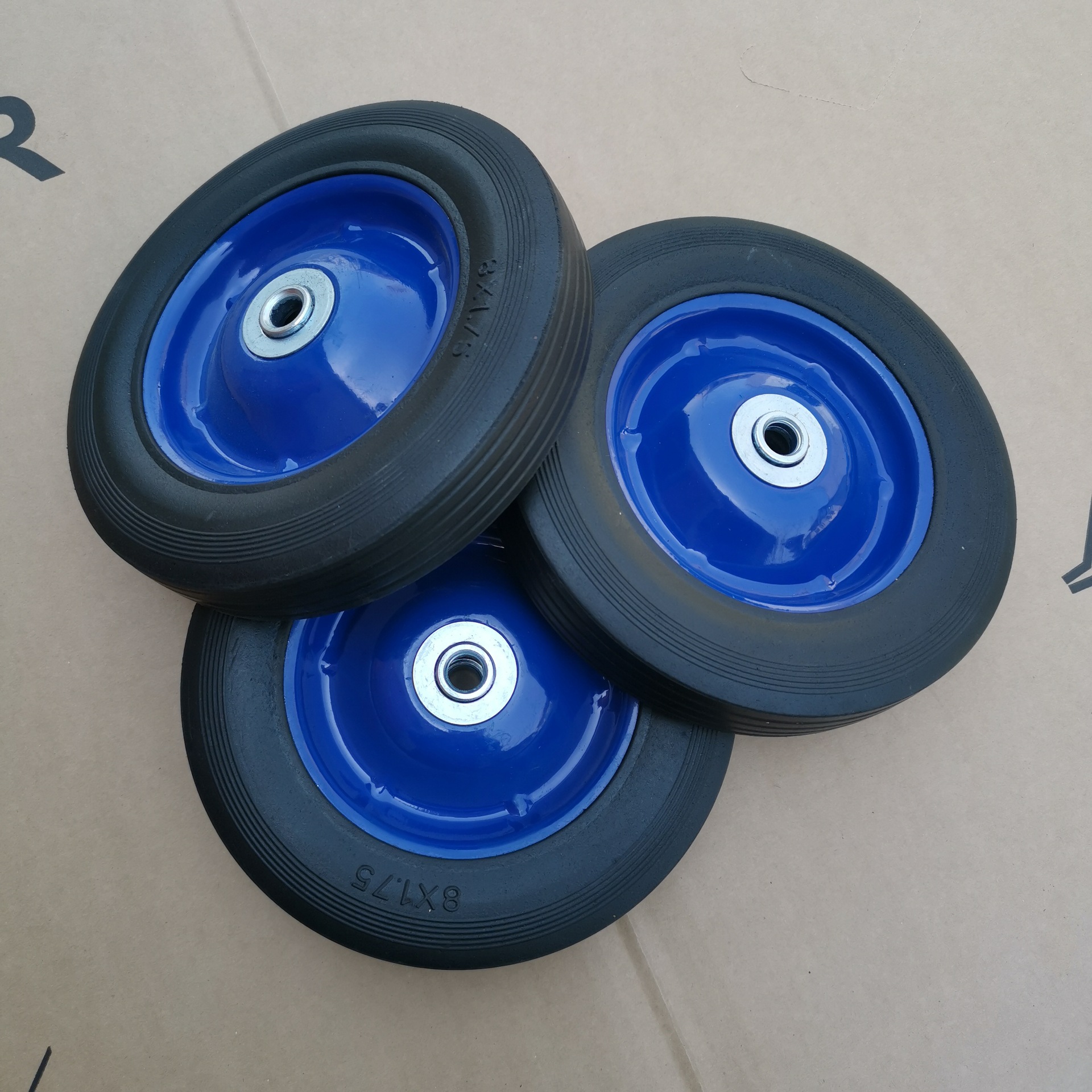 Supply 8*1.75 solid rubber wheel tool cart luggage cart tires wholesale trolley rubber wheel casters