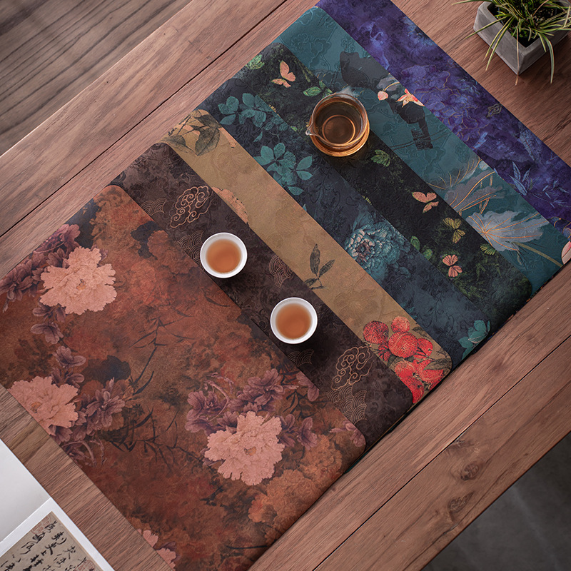 Small Tea Mat Made of Fragrant Cloud Gauze Fabric, Double-Sided Dry Tea Mat, Heat-Insulating and Waterproof, Chinese Style Coffee Mat, Cotton and Linen, Nishiki Weaving