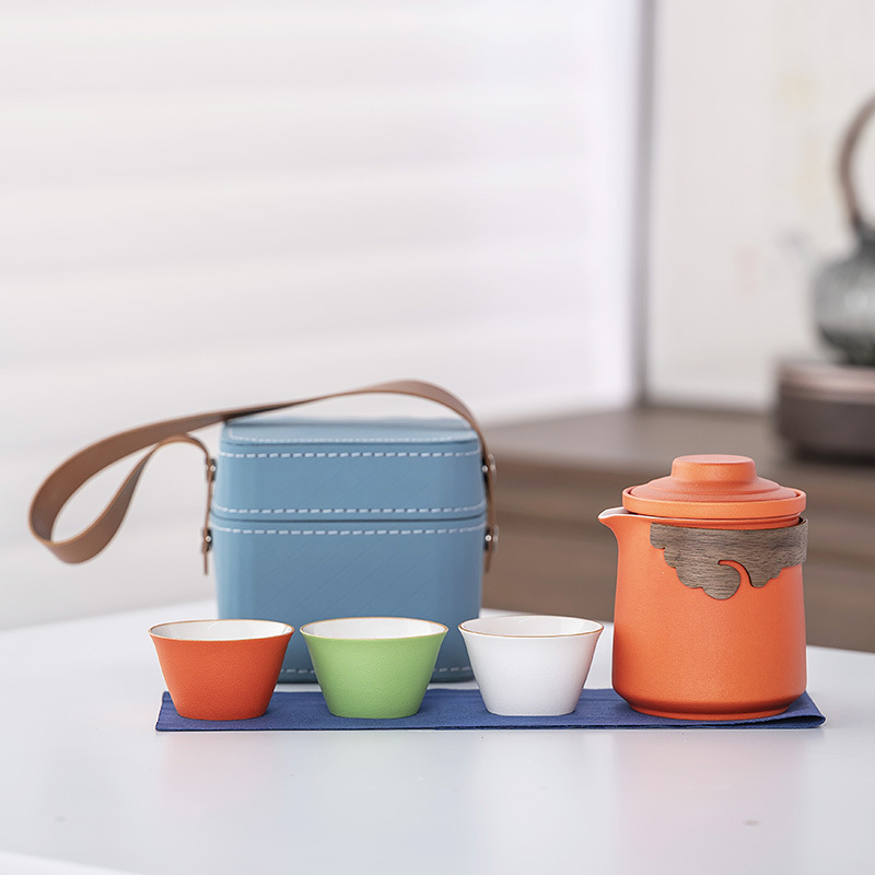 Чайный набор для путешествий, портативный кунг-фу набор, оптовая продажа в японском стиле, уличная быстрая чашка, бизнес-подарок из керамики Dehua