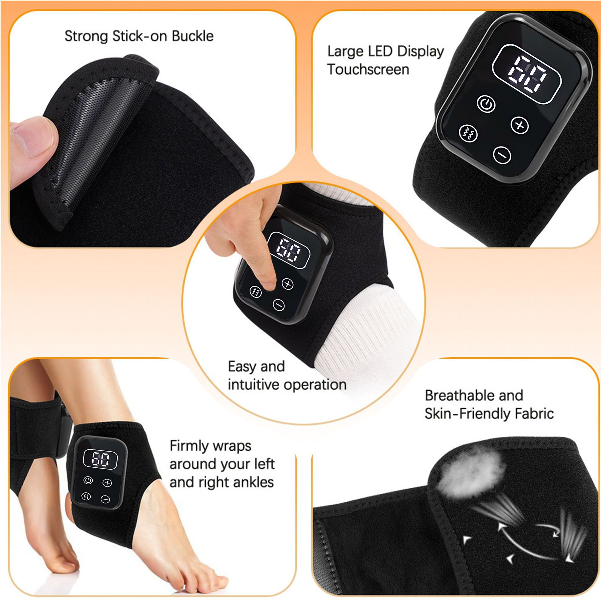 Foot Massager, Electric Heating, Vibration and Warmth Massager, Graphene Hot Compress for Ankle Joint Pain and Heating Physiotherapy
