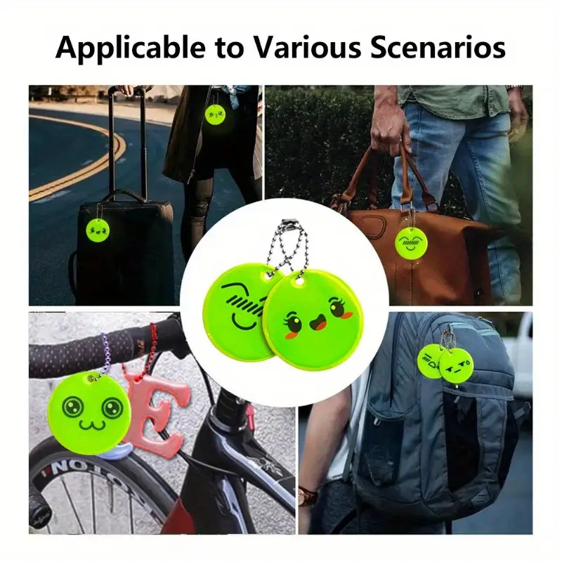Cross-Border Pvc Reflective Smile Face Pendant Keychain Backpack Luggage Pendant Night Warning Jewelry Safety Pendant