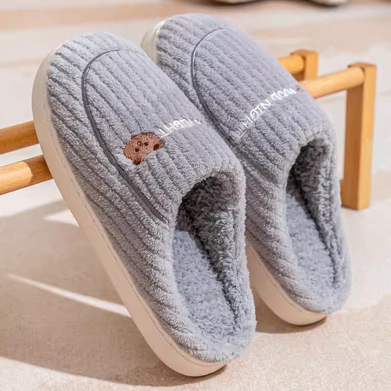 Factory wholesale cotton slippers men's non-slip indoor thickened plush warm couple thick bottom home winter cotton slippers women