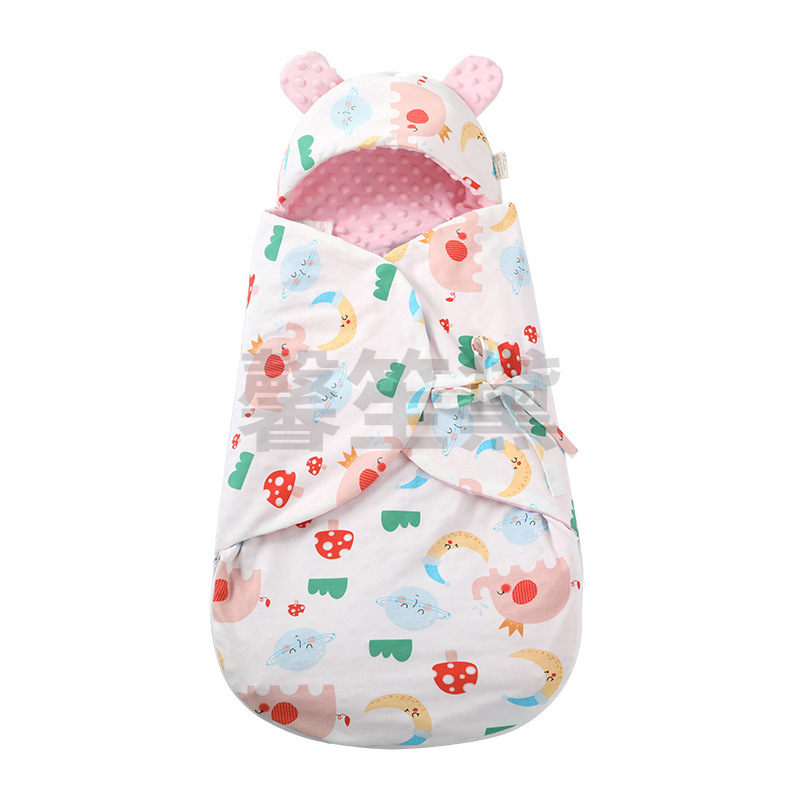 Baby sleeping bag newborn baby sleeping beanie velvet bag for spring and autumn infant going out widened warm soothing quilt